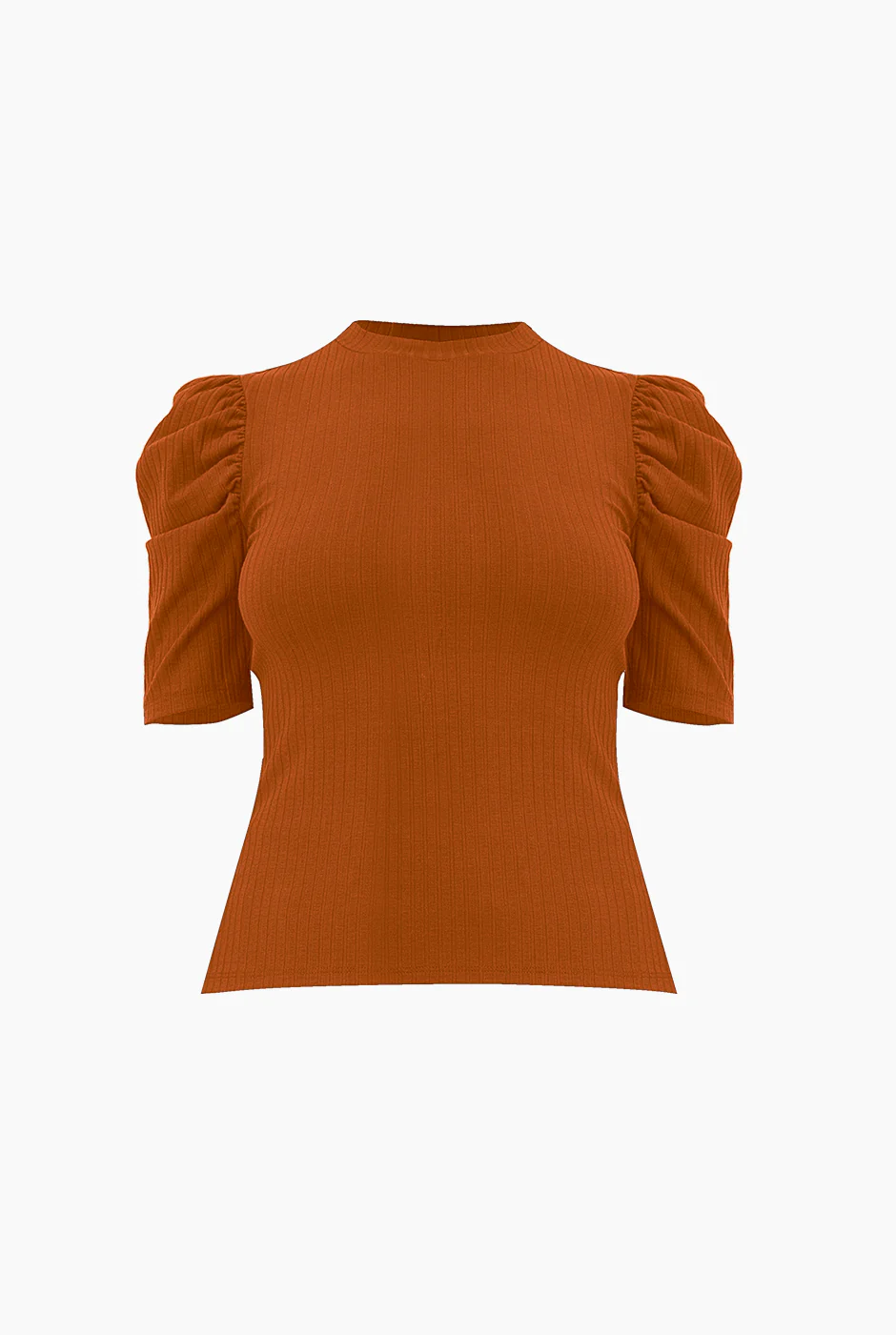Blusa cafe de hombro abullonado - Image 5