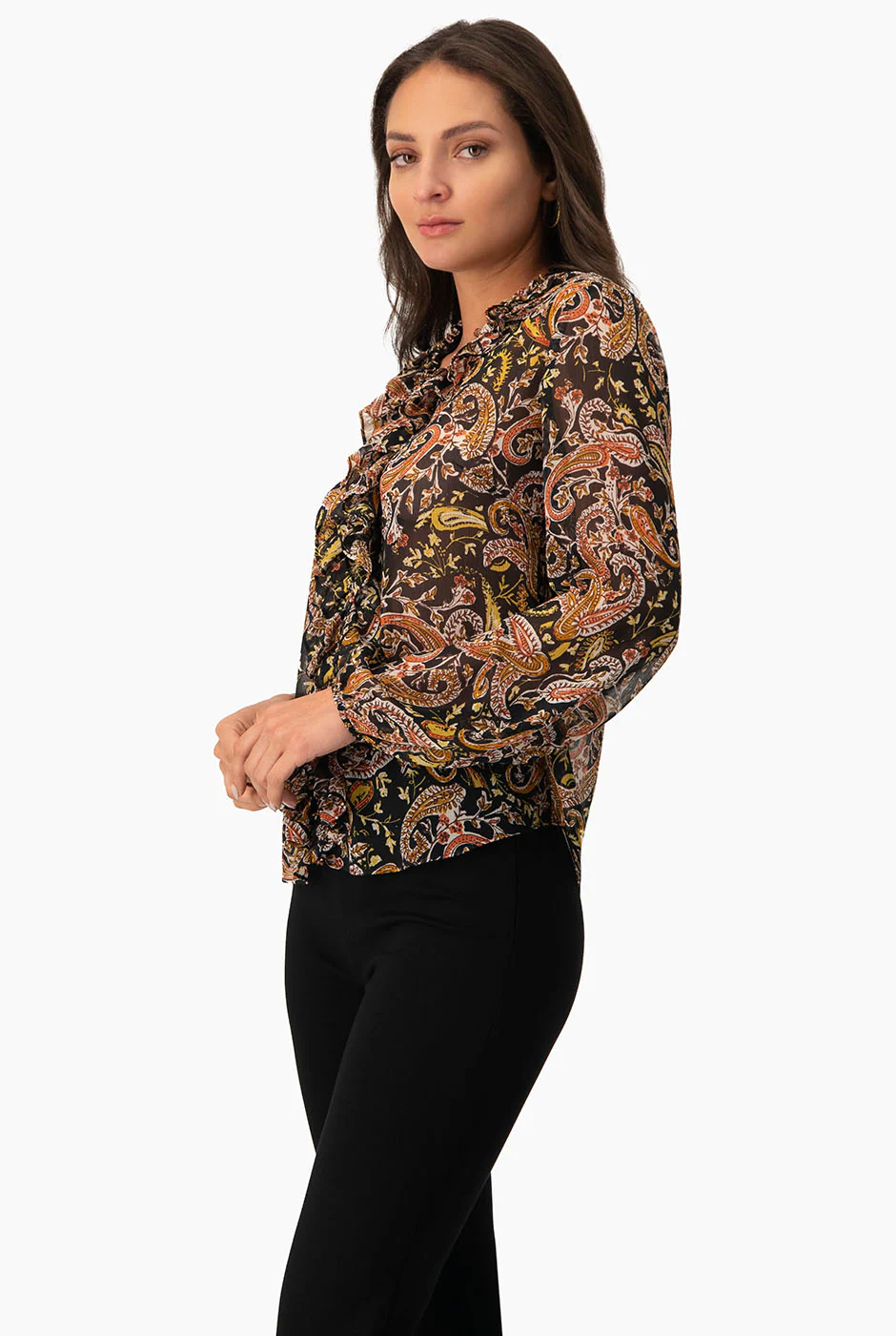 Blusa con escote en V y volantes - Image 4