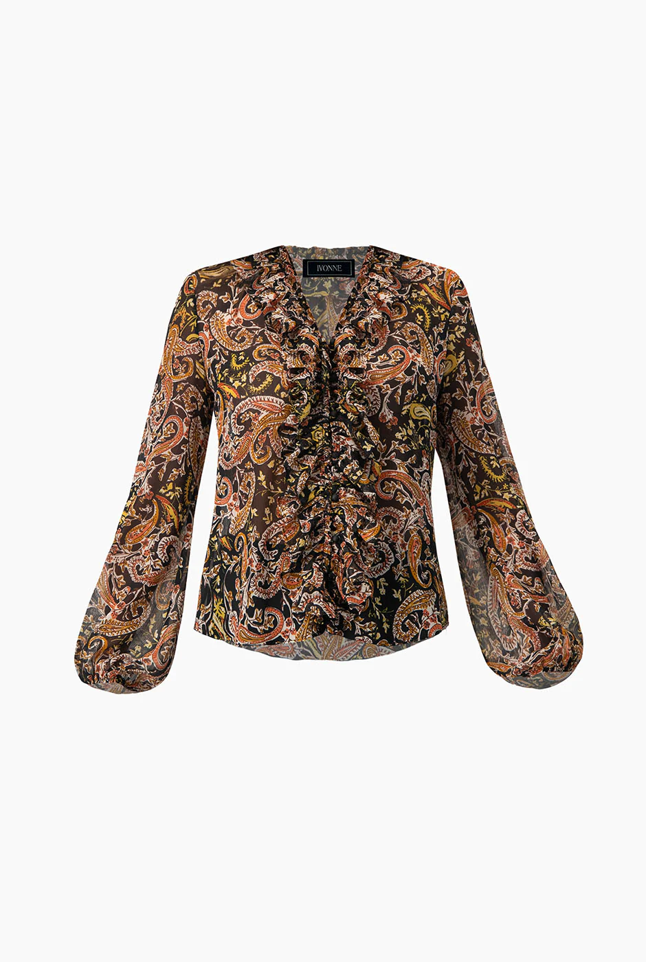 Blusa con escote en V y volantes - Image 5