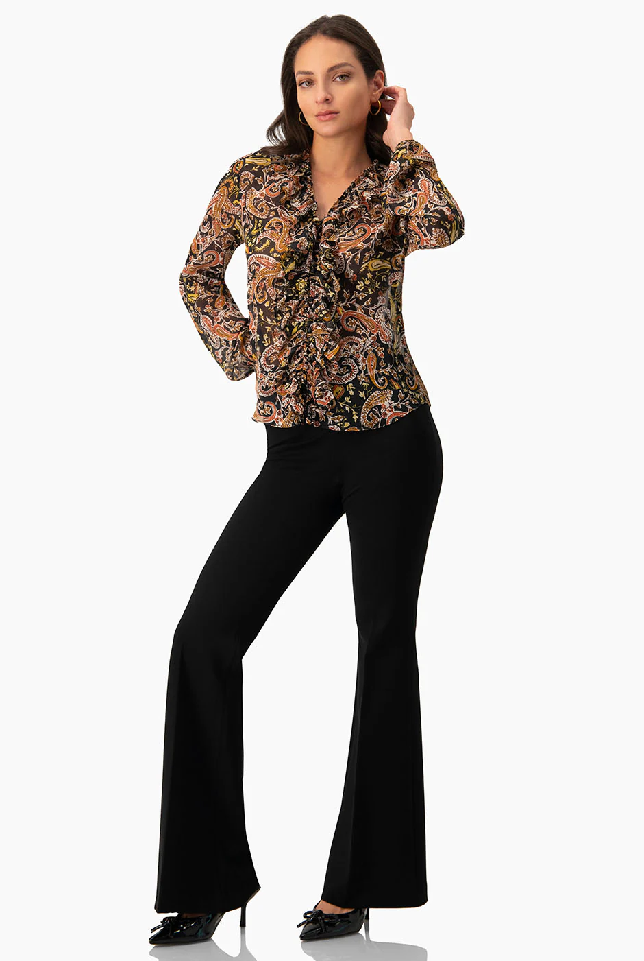 Blusa con escote en V y volantes - Image 6