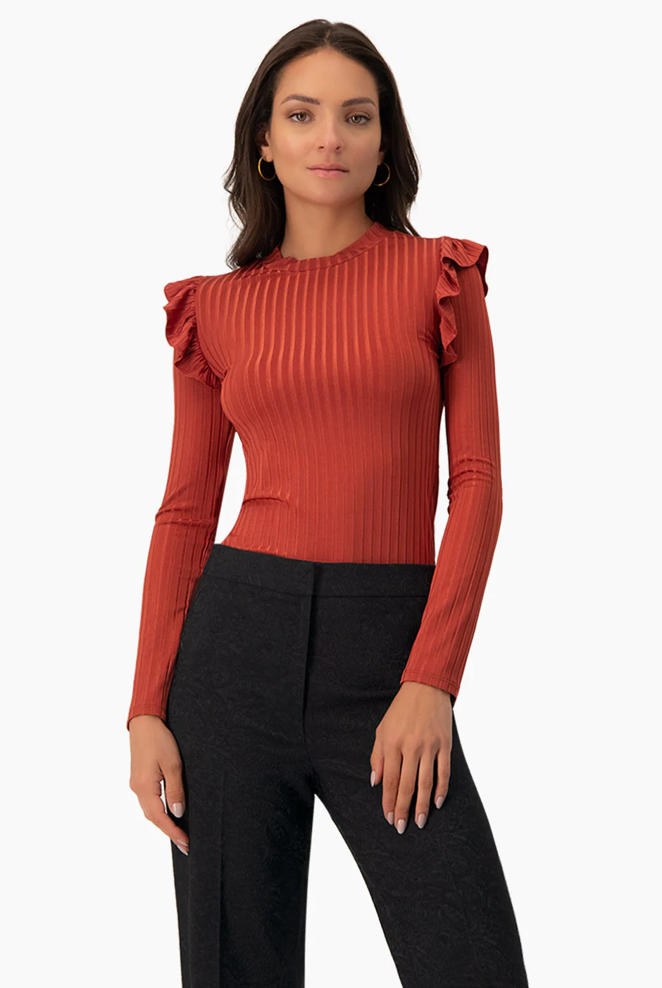 Blusa de manga larga con volantes