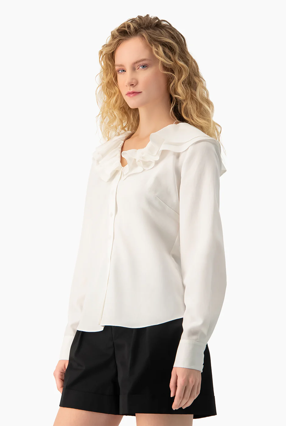Blusa escote en V con volante - Image 4