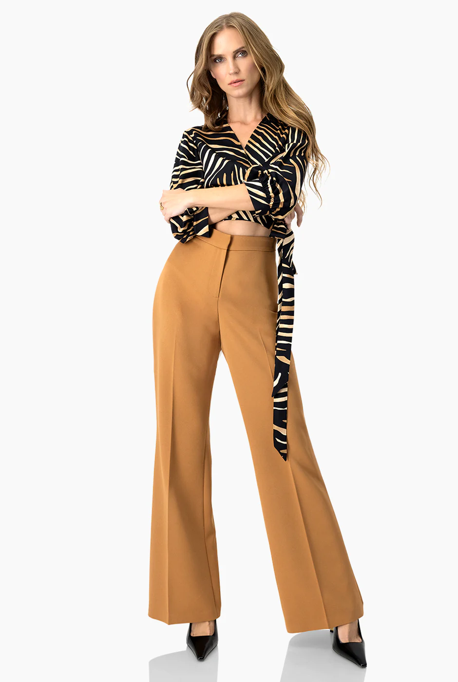 Blusa estampada con escote V - Image 3
