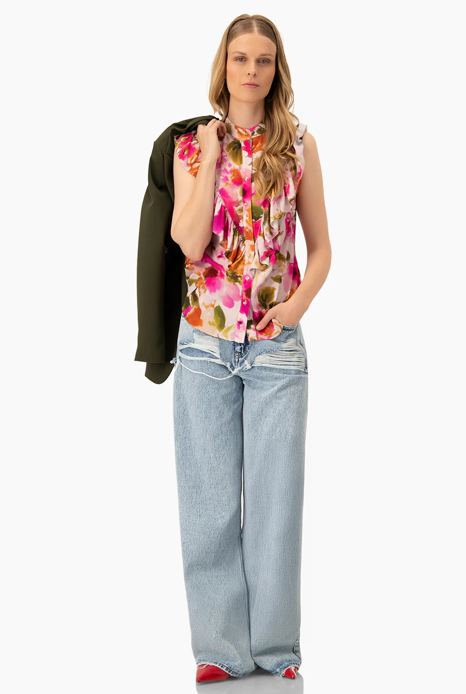 Blusa estampada con olan - Image 3