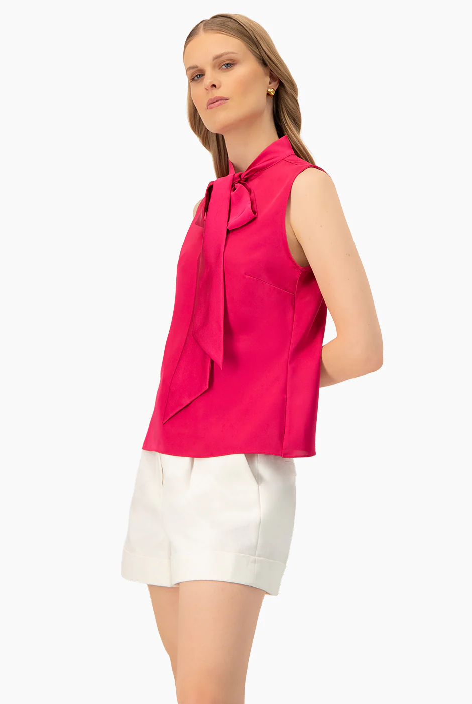 Blusa fucsia cuello con cinta - Image 4