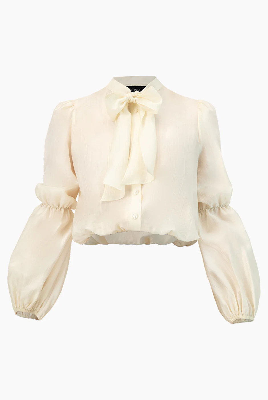 Blusa lisa con cinta en cuello - Image 5