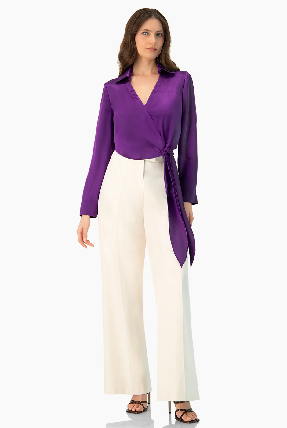 Blusa morada cruzada con amarre - Image 3