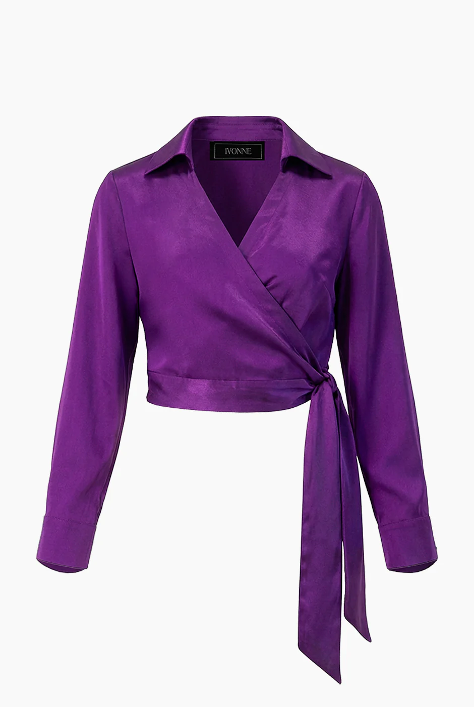 Blusa morada cruzada con amarre - Image 5
