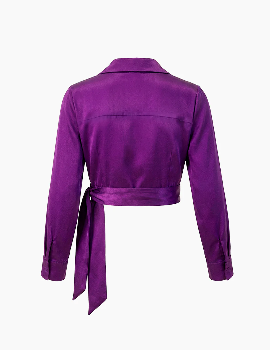 Blusa morada cruzada con amarre - Image 8