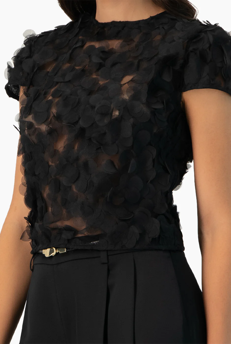 Blusa negra recta de cuello redondo - Image 5