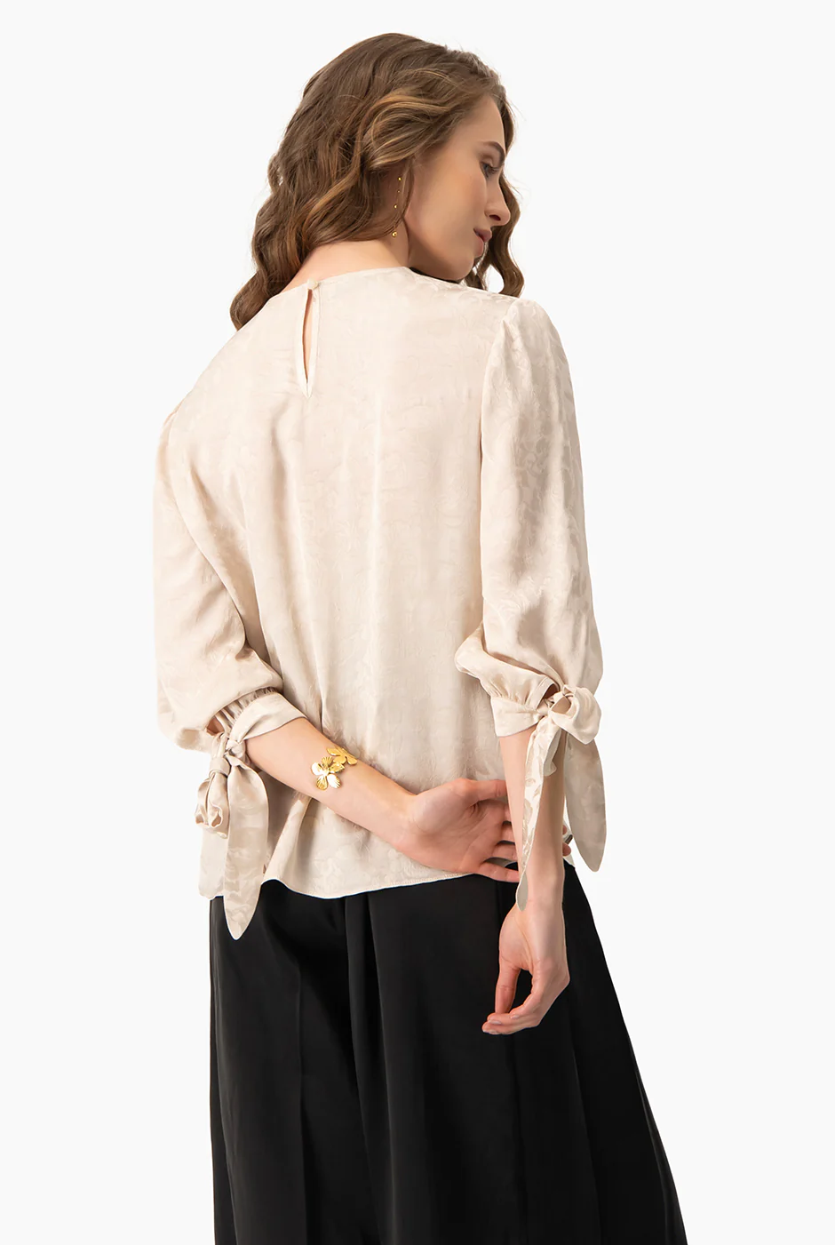 Blusa recta de manga con amarre - Image 2