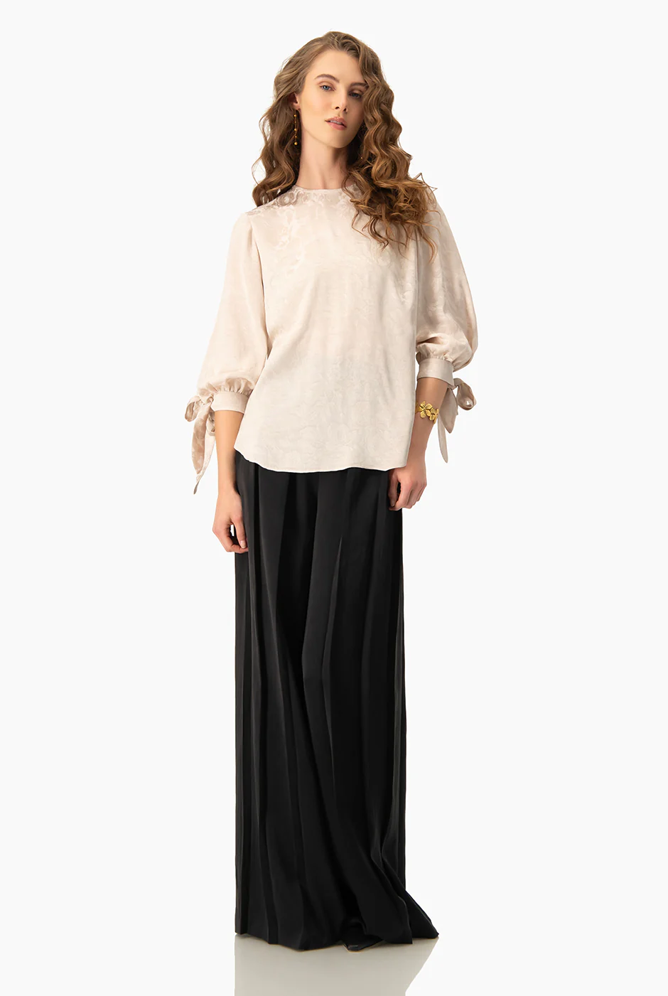 Blusa recta de manga con amarre - Image 3
