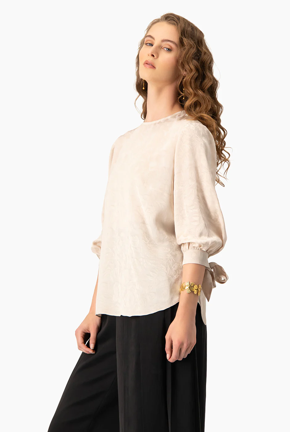 Blusa recta de manga con amarre - Image 4