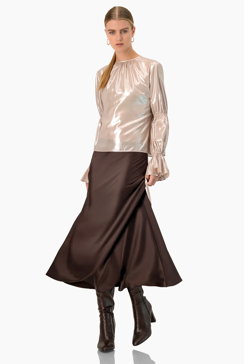Blusa recta en tela metalizada - Image 6
