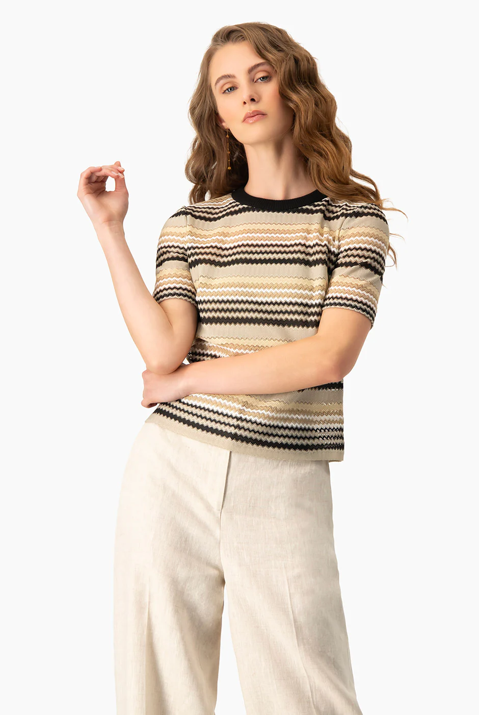 Blusa recta tejida manga corta