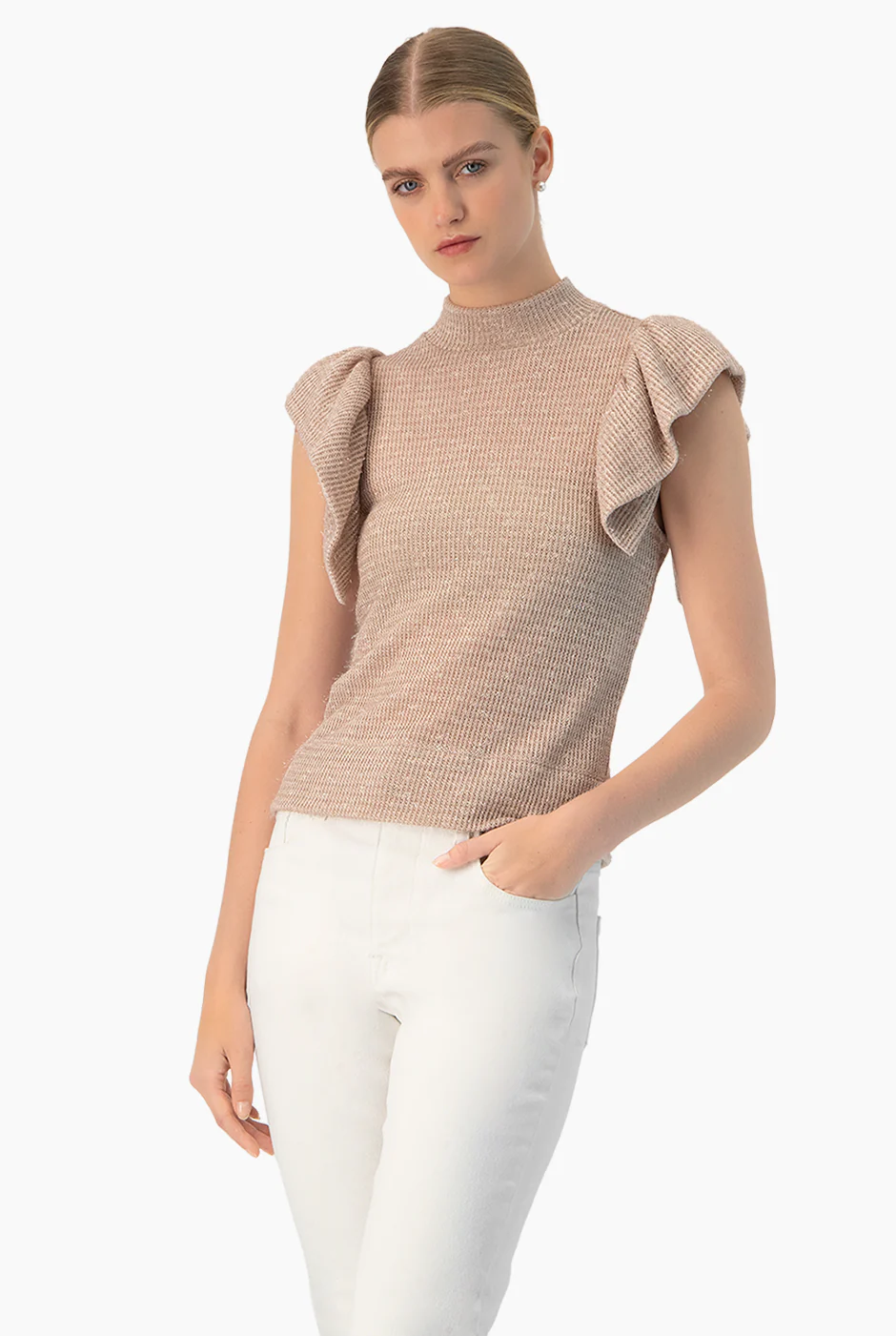 Blusa tejida de manga olanes - Image 4