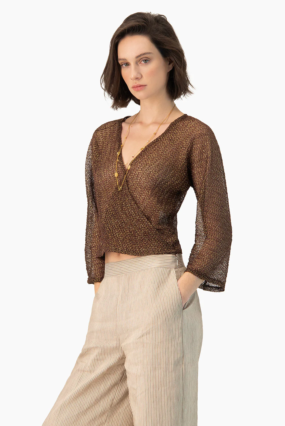 Blusa tejida Ivonne con escote V - Image 3