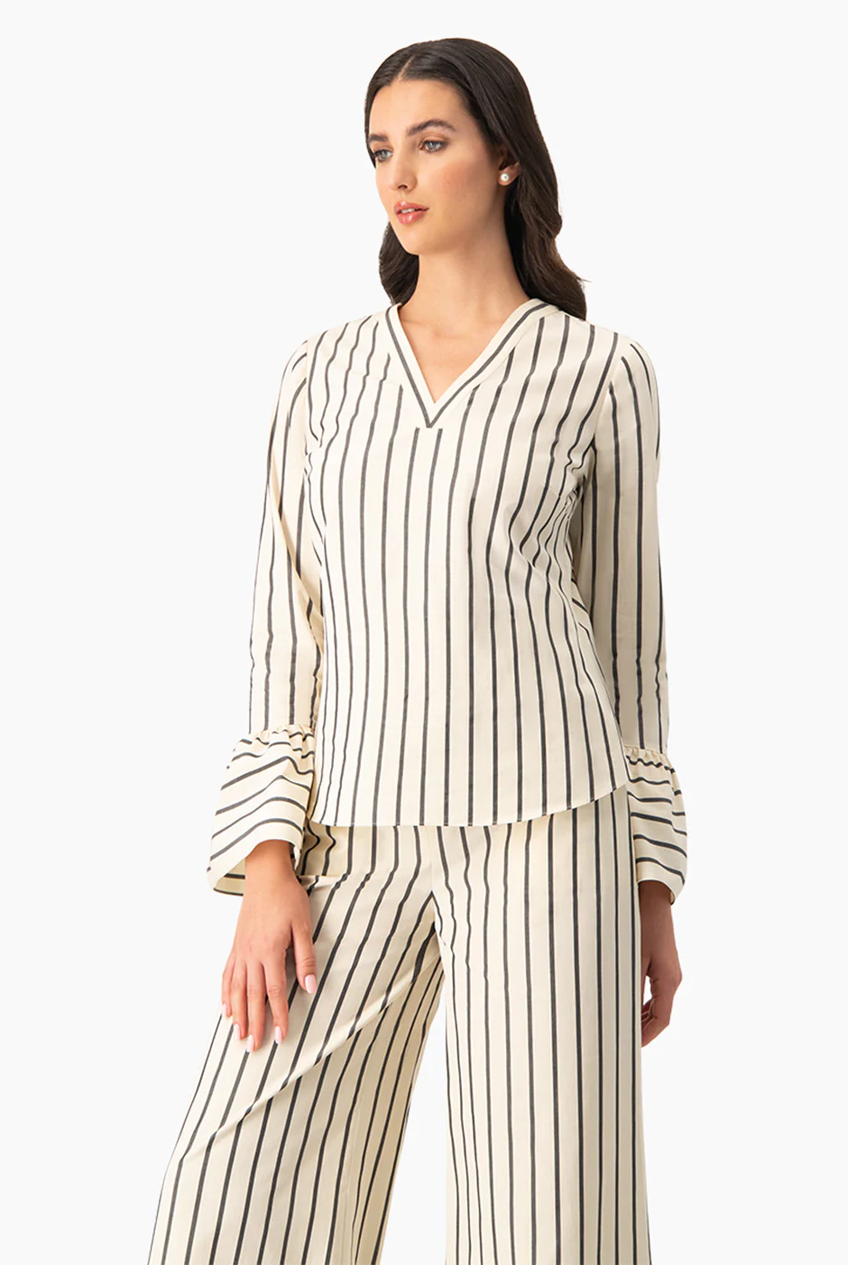 Camisa rayada de escote en V - Image 4