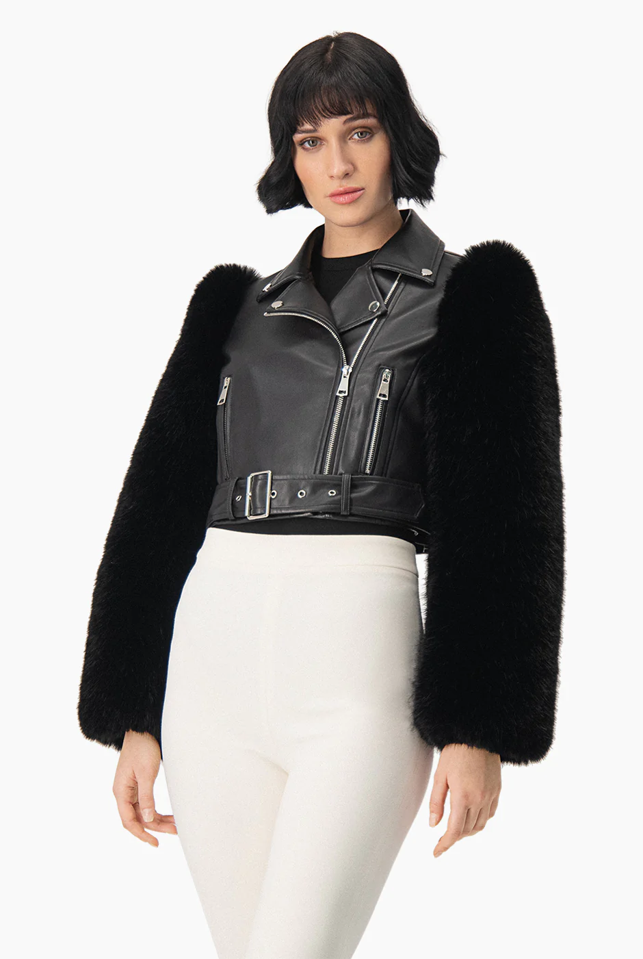 Chamarra PU Con Mangas Faux-Fur - Image 4