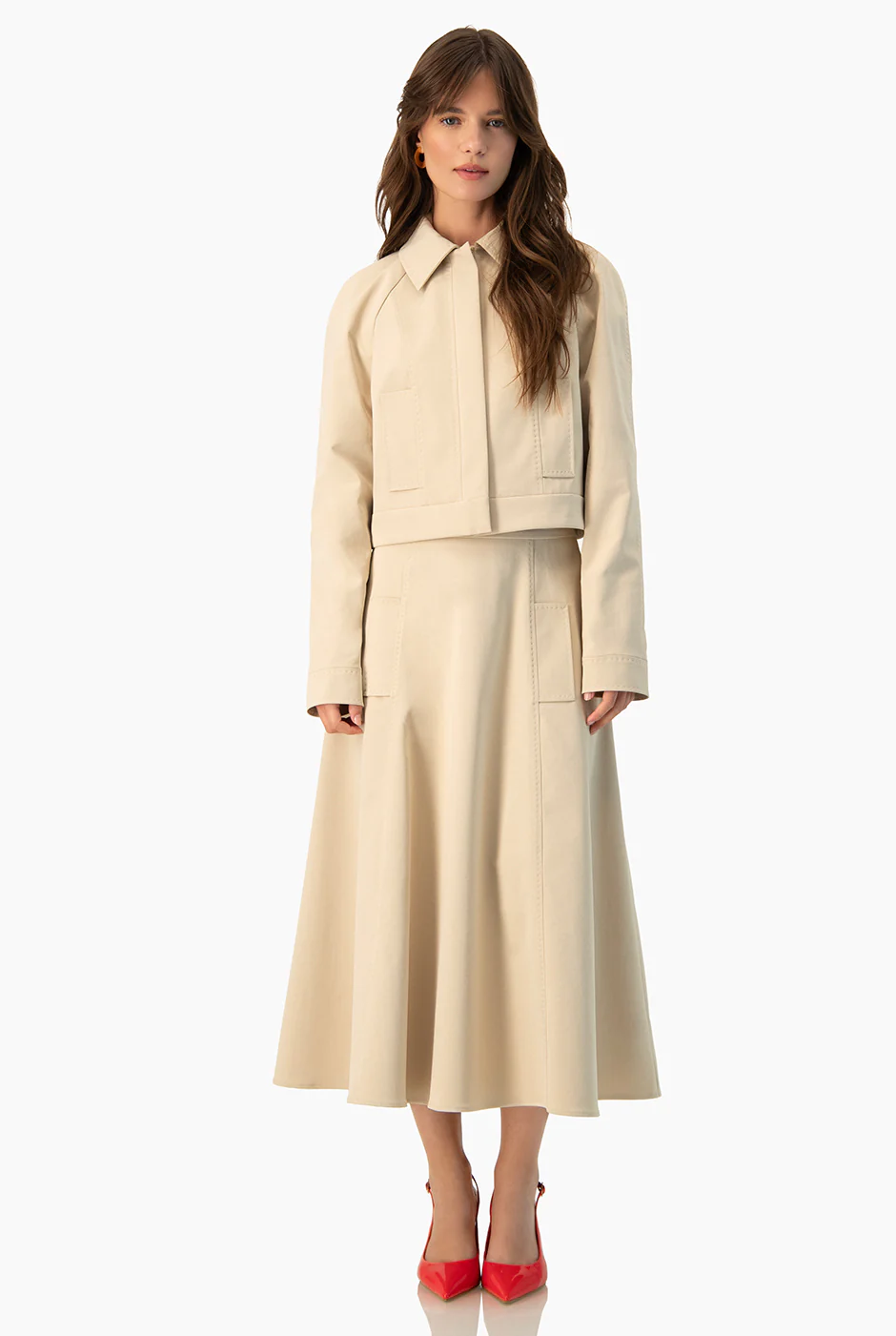 Falda Ivonne midi beige - Image 3