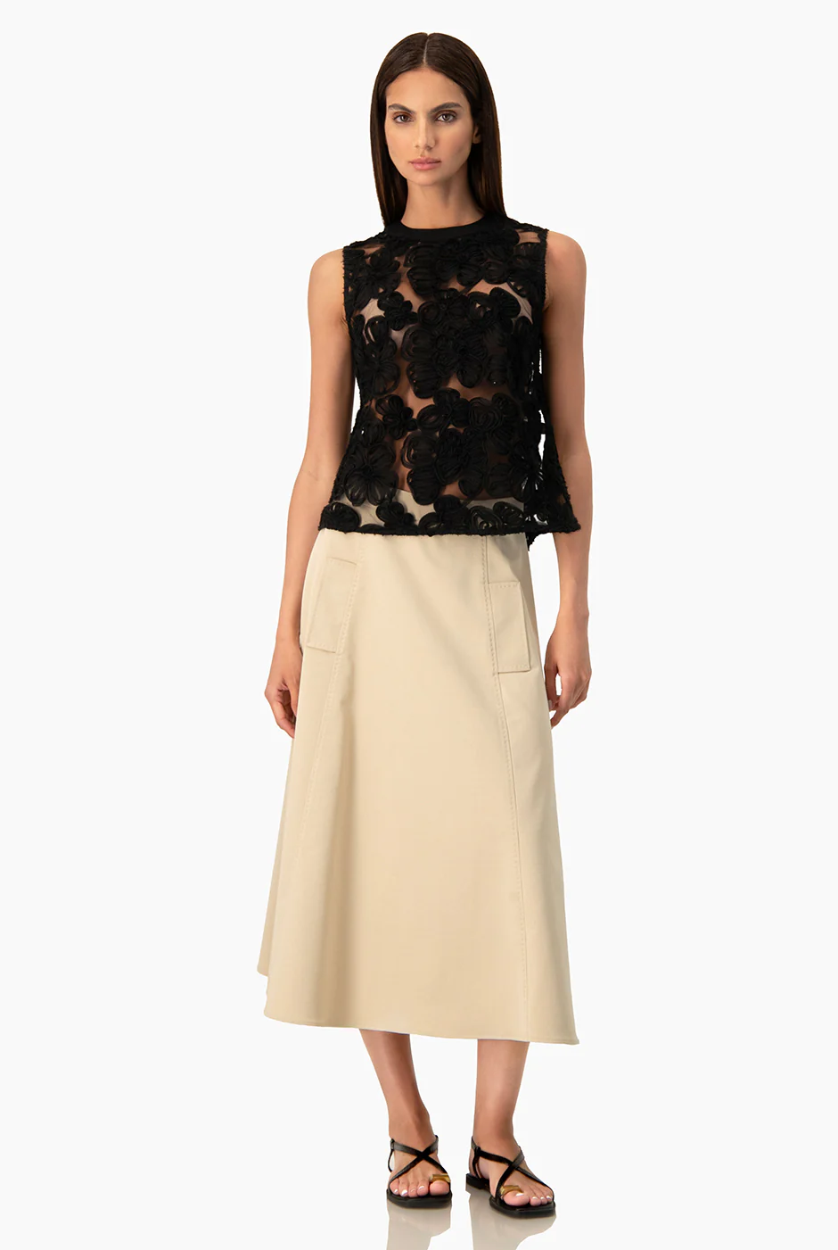 Falda Ivonne midi beige - Image 6