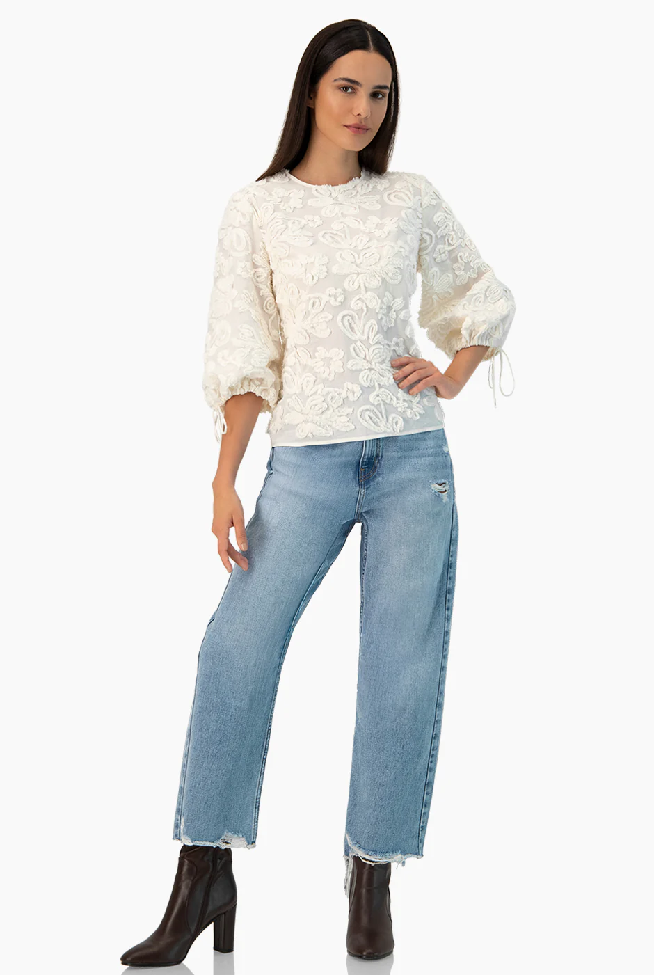 Jeans amplio con destruccion - Image 3