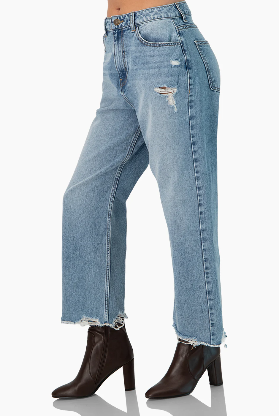 Jeans amplio con destruccion - Image 4