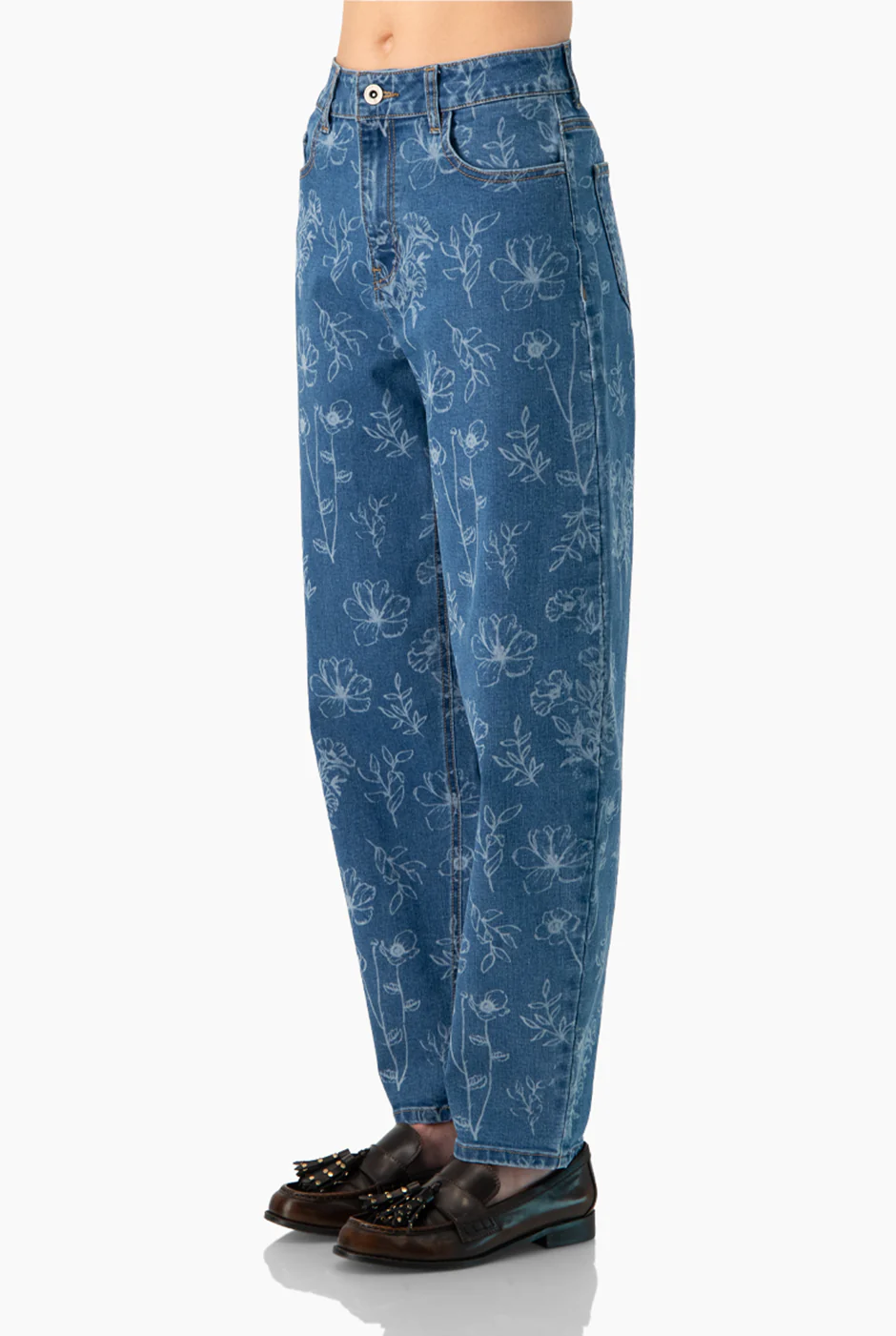 Jeans amplio con detalle floral - Image 4