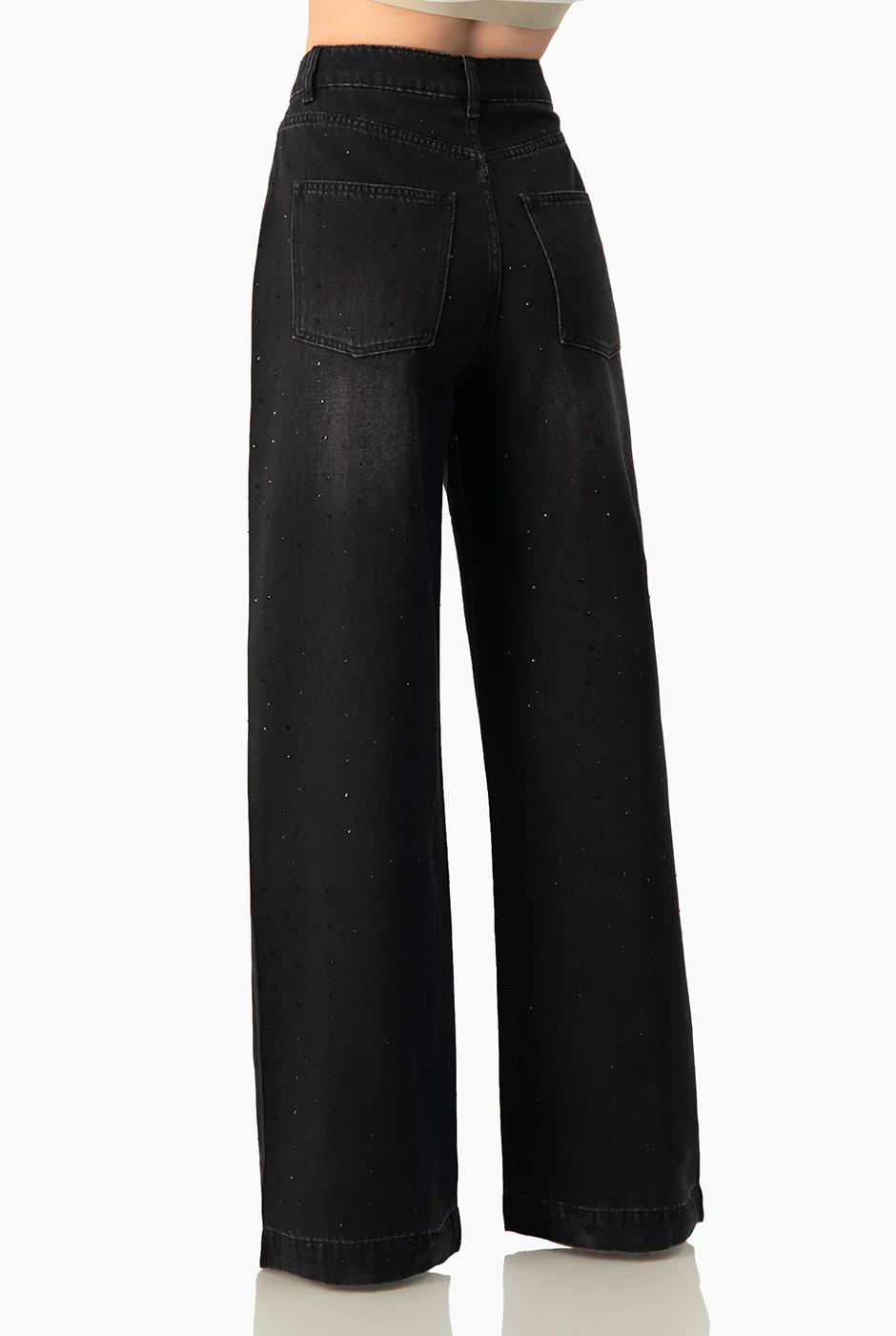 Jeans amplio negro con pedreria - Image 2