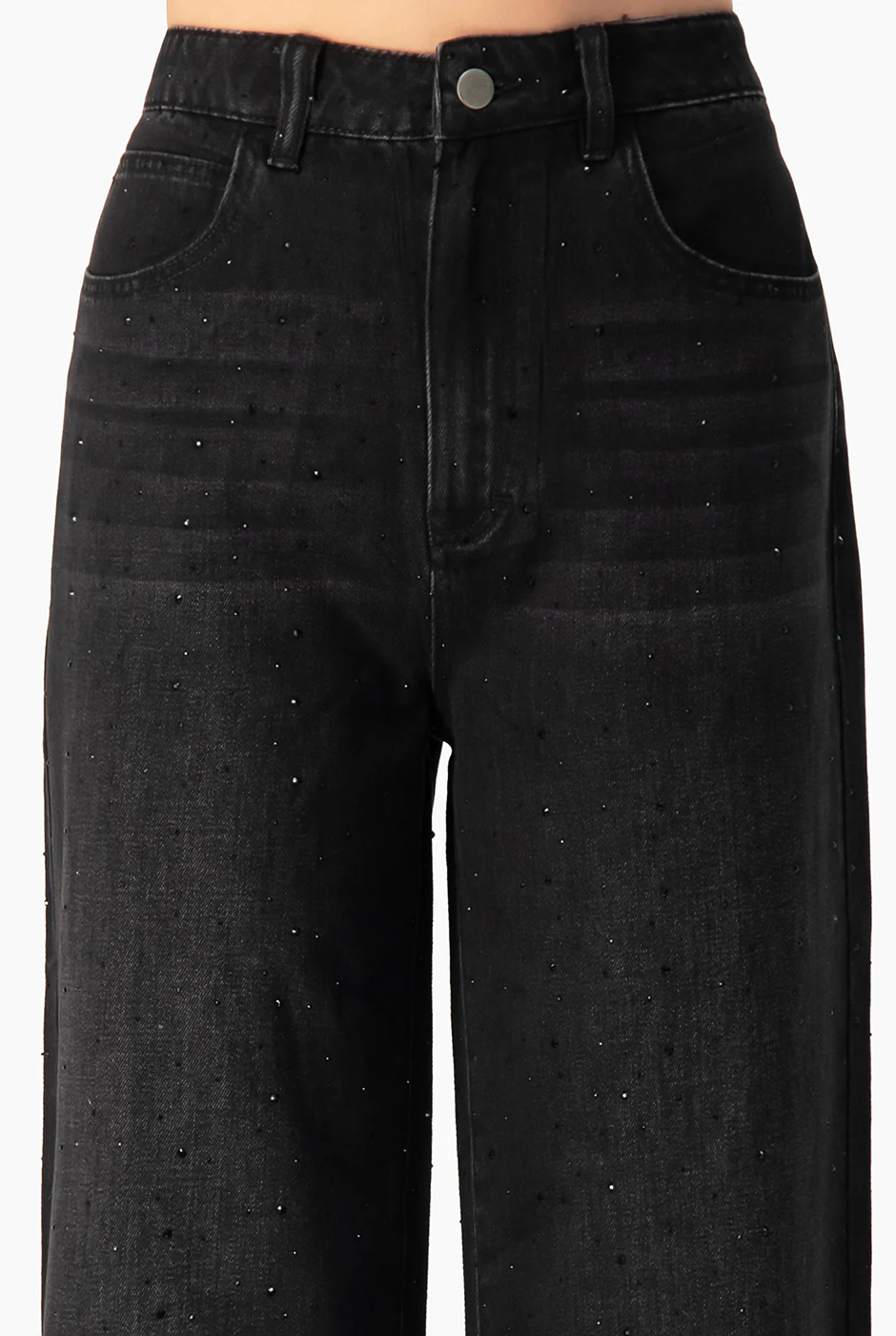 Jeans amplio negro con pedreria - Image 7