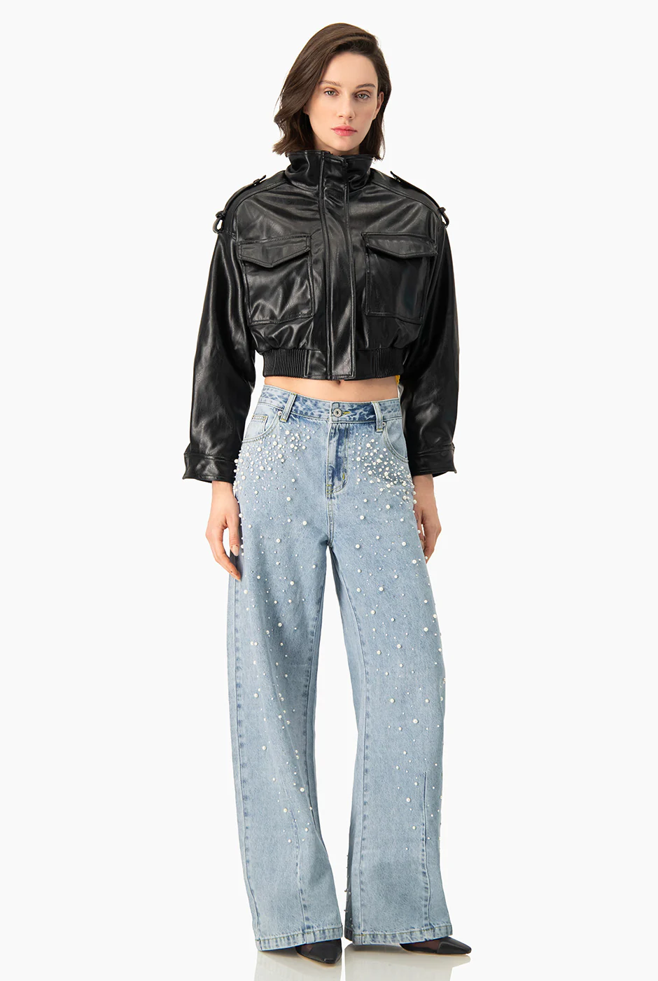 Jeans de perlas pierna ancha - Image 3