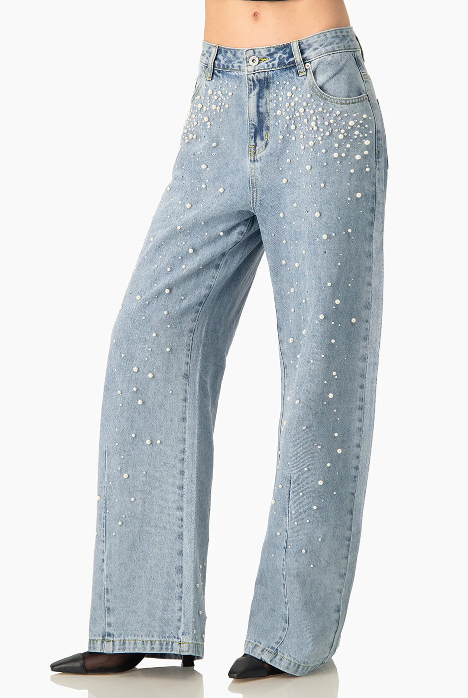 Jeans de perlas pierna ancha - Image 4