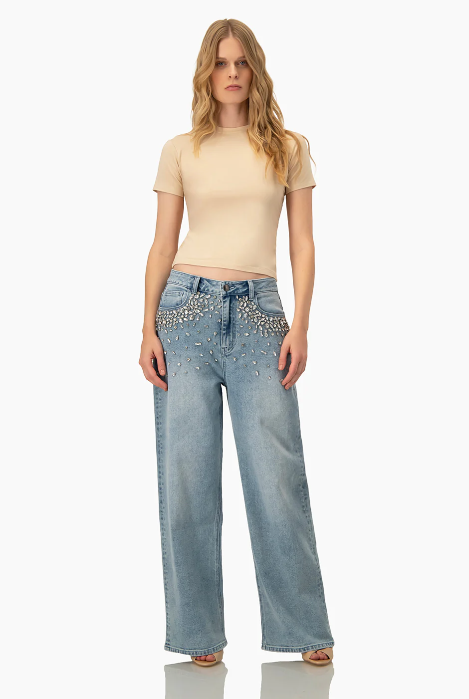Jeans denim amplio con pedreria - Image 6