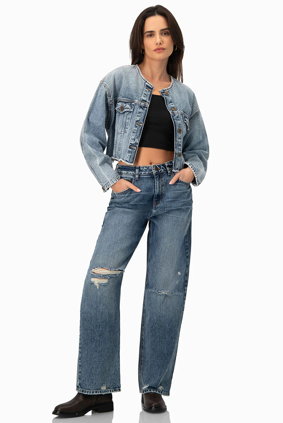 Jeans destroyed de pierna amplia - Image 3