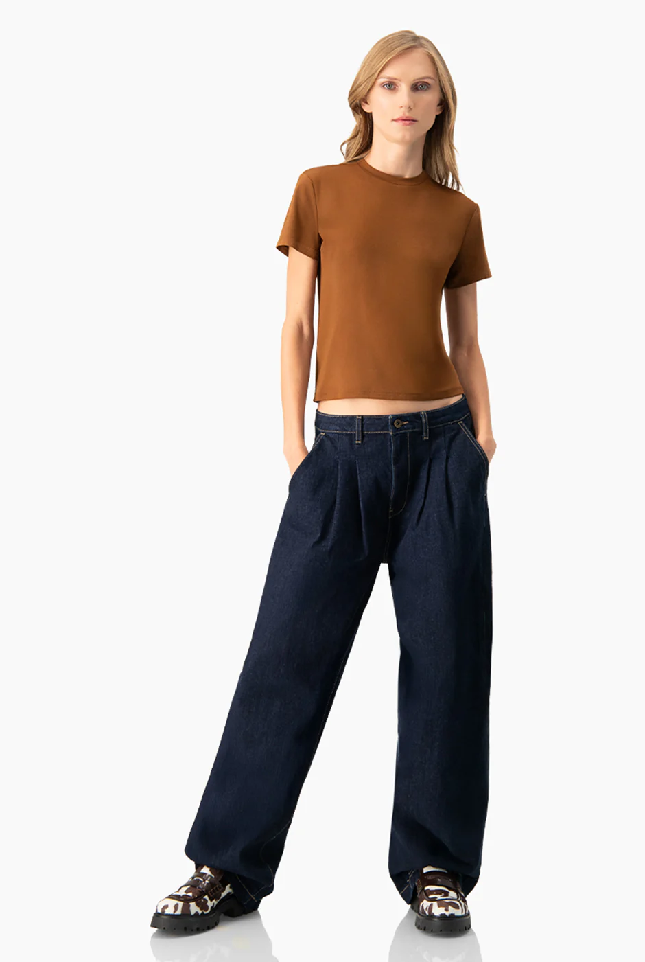 Jeans marino de pierna amplia - Image 3