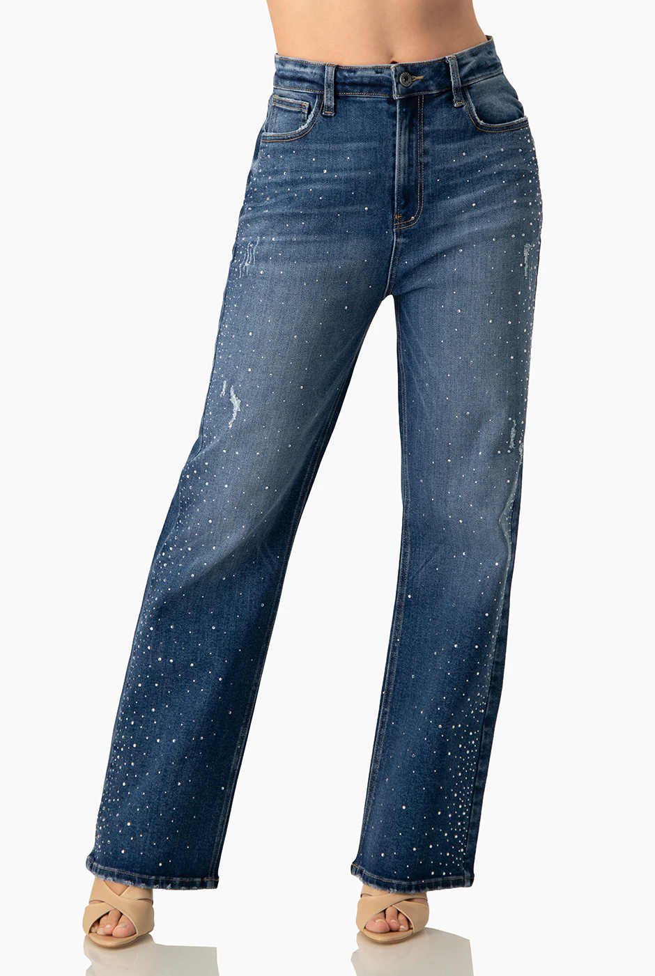 Jeans mom con destruccion