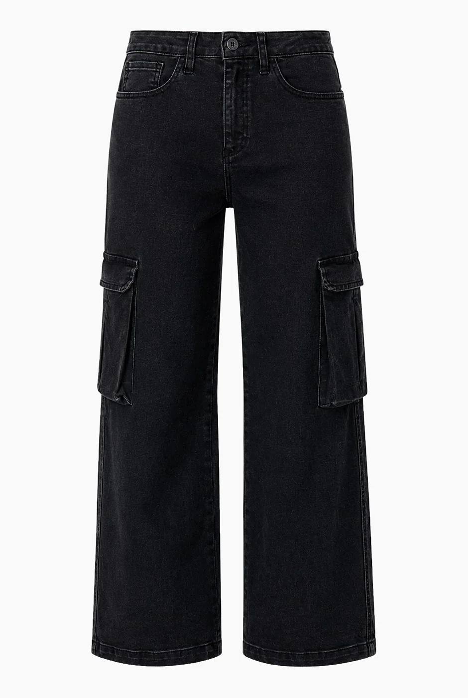 Jeans negro de pierna amplia cargo - Image 5
