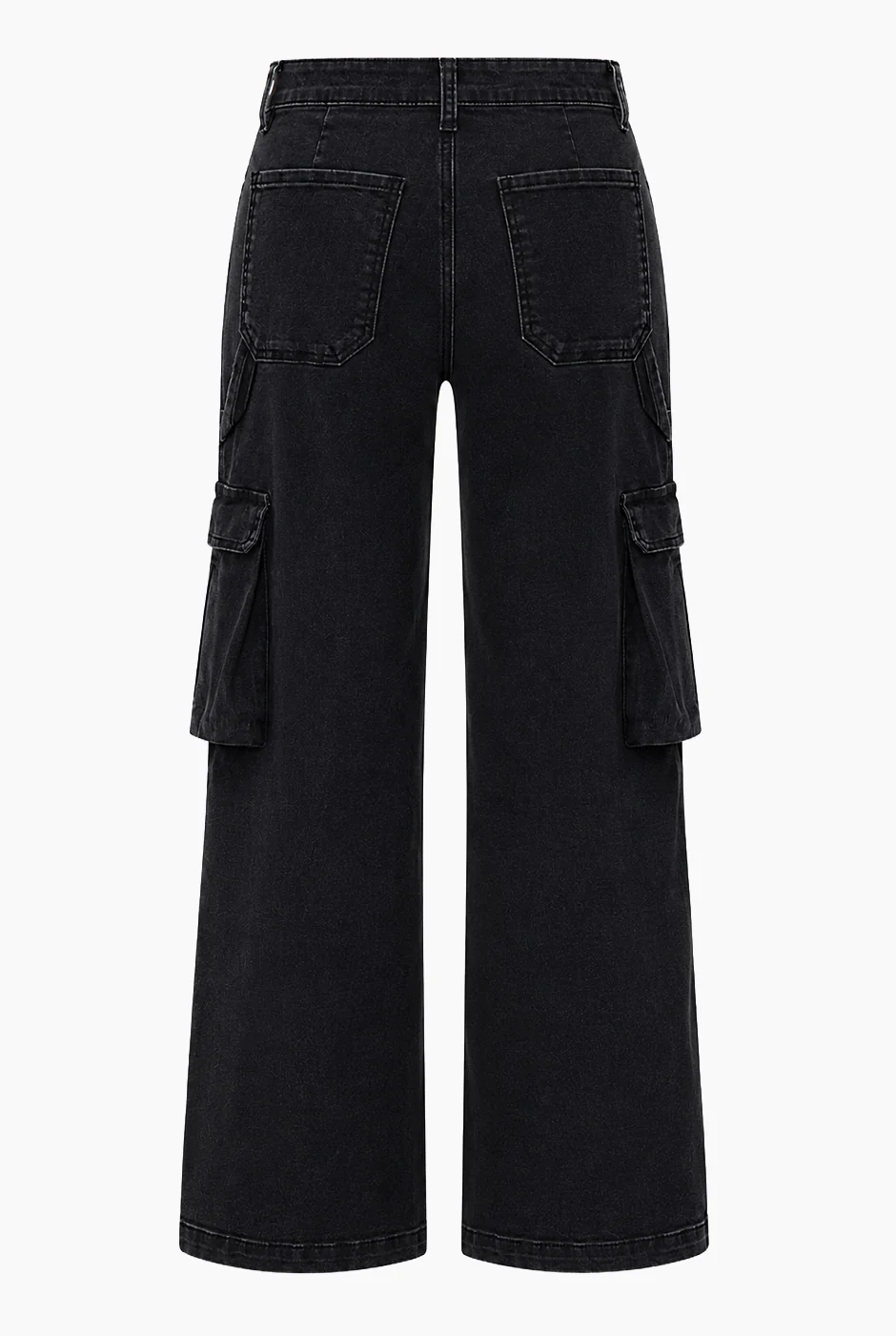 Jeans negro de pierna amplia cargo - Image 6