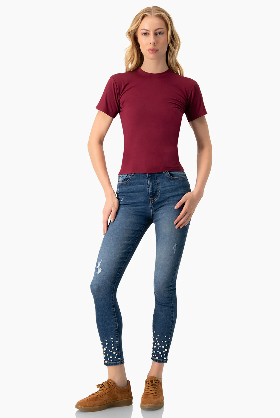 Jeans skinny con perlas - Image 3