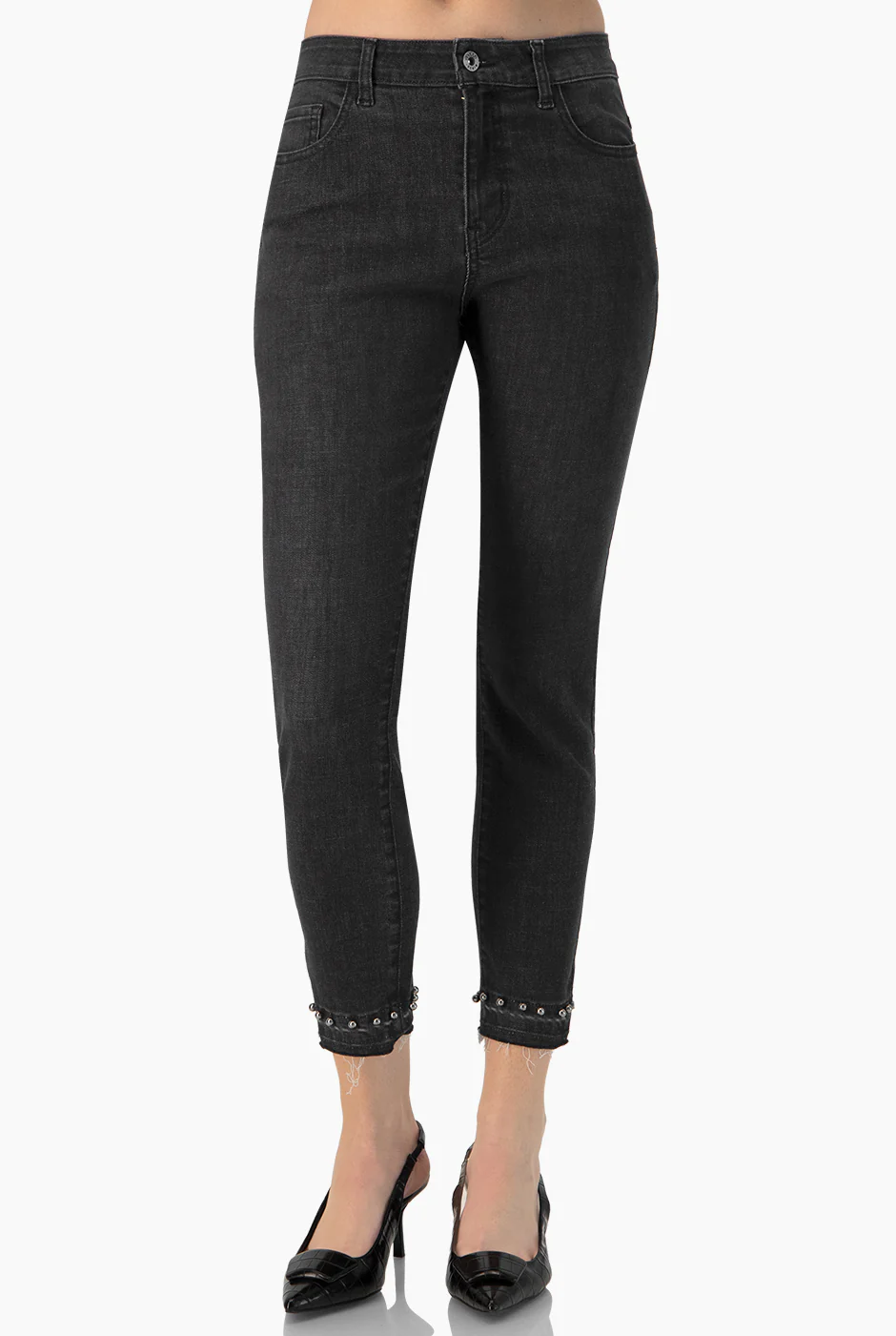 Jeans skinny negro con perlas