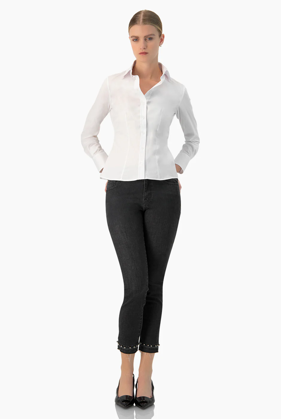 Jeans skinny negro con perlas - Image 3