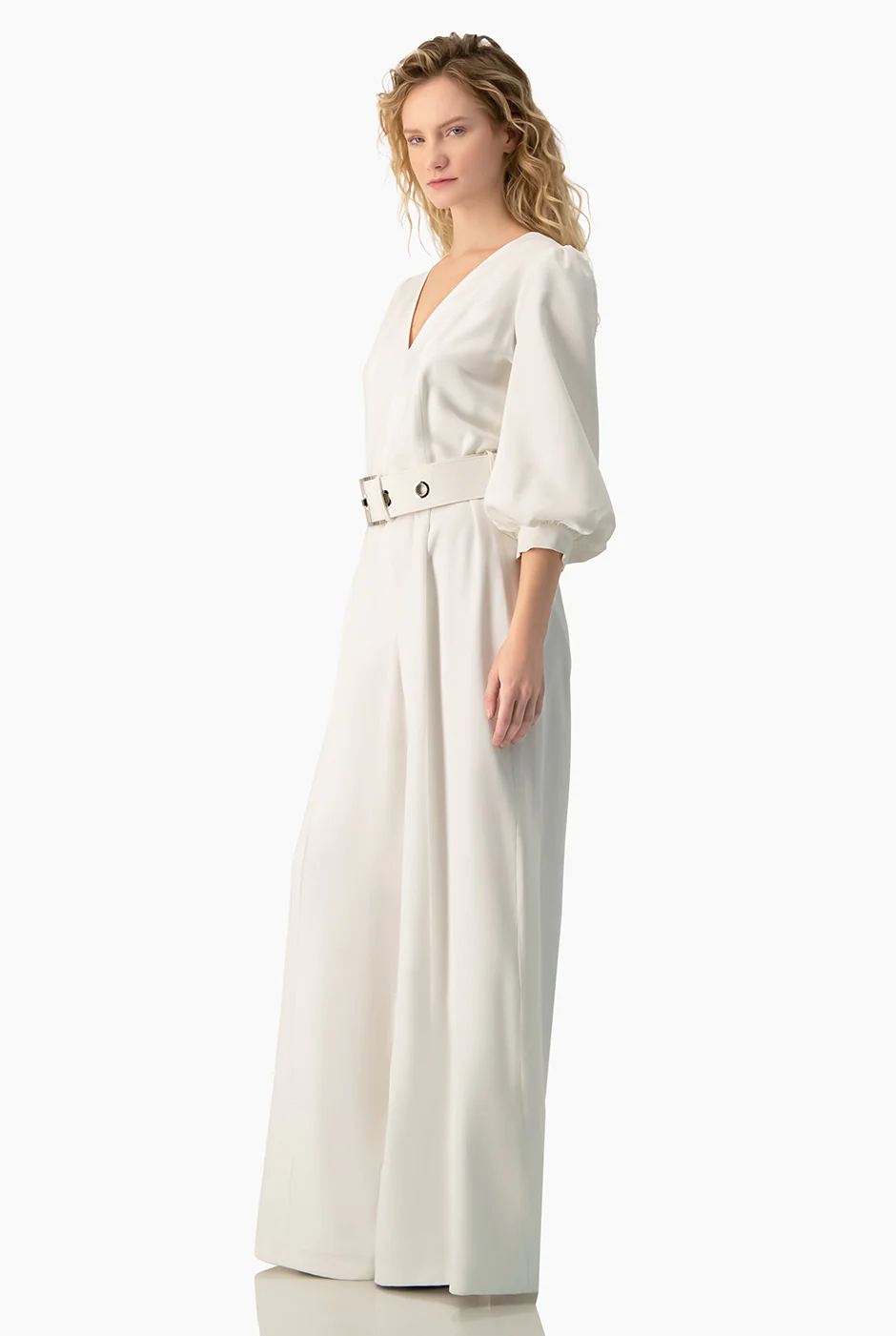 Jumpsuit blanco de manga globo - Image 3