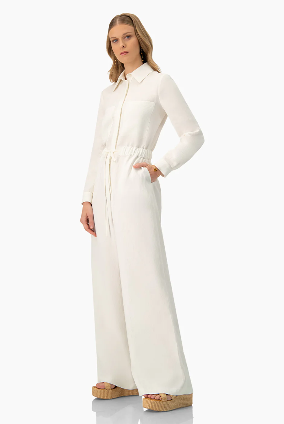 Jumpsuit liso de manga larga - Image 3