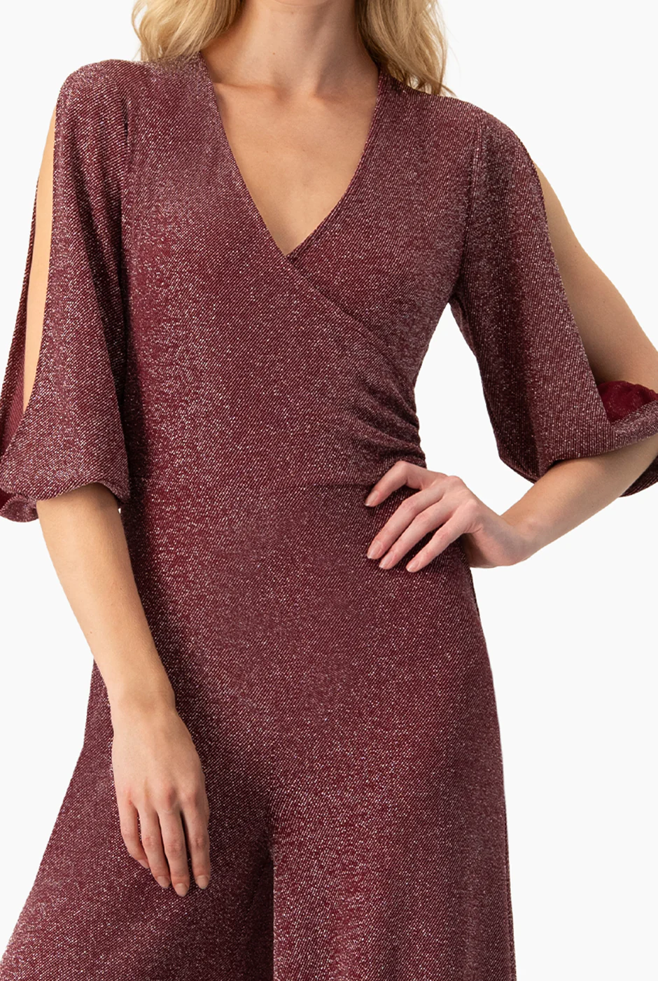 Jumpsuit vino y escote en V - Image 6
