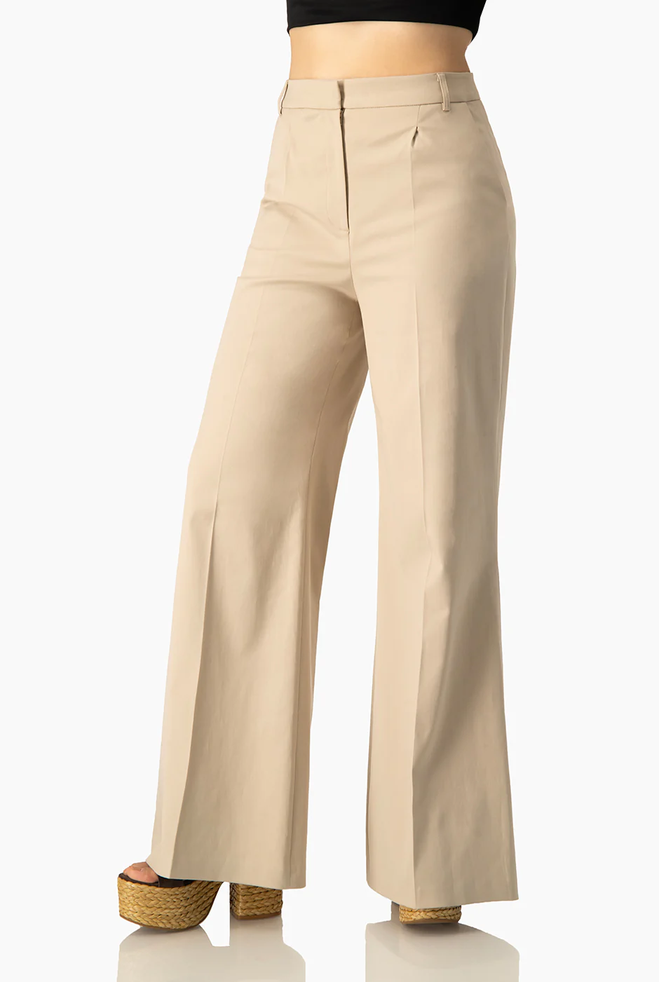 Pantalon beige de pierna ancha - Image 4