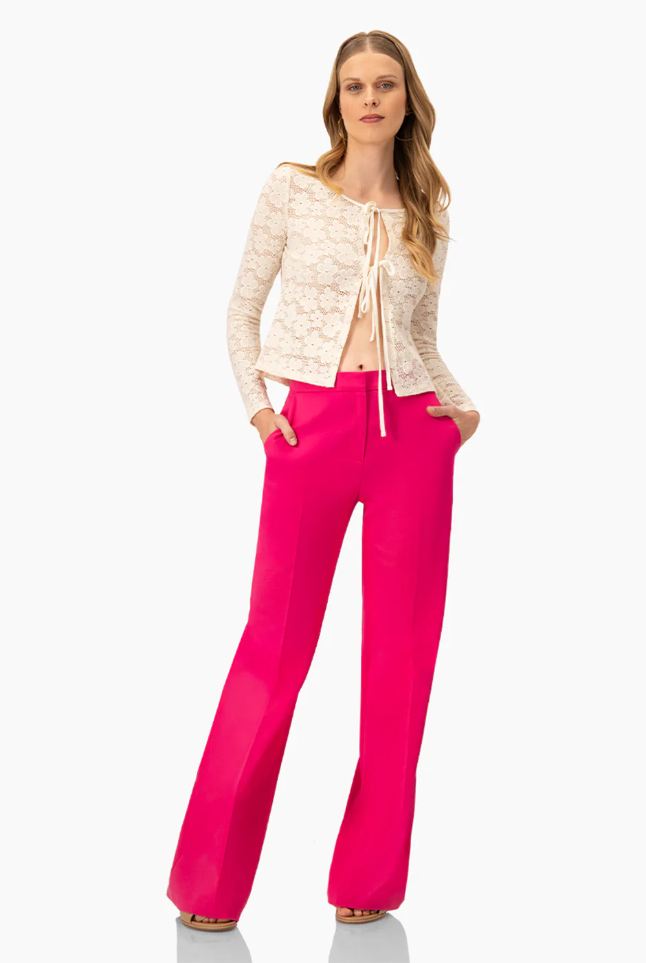 Pantalon liso semi campana fucsia - Image 3