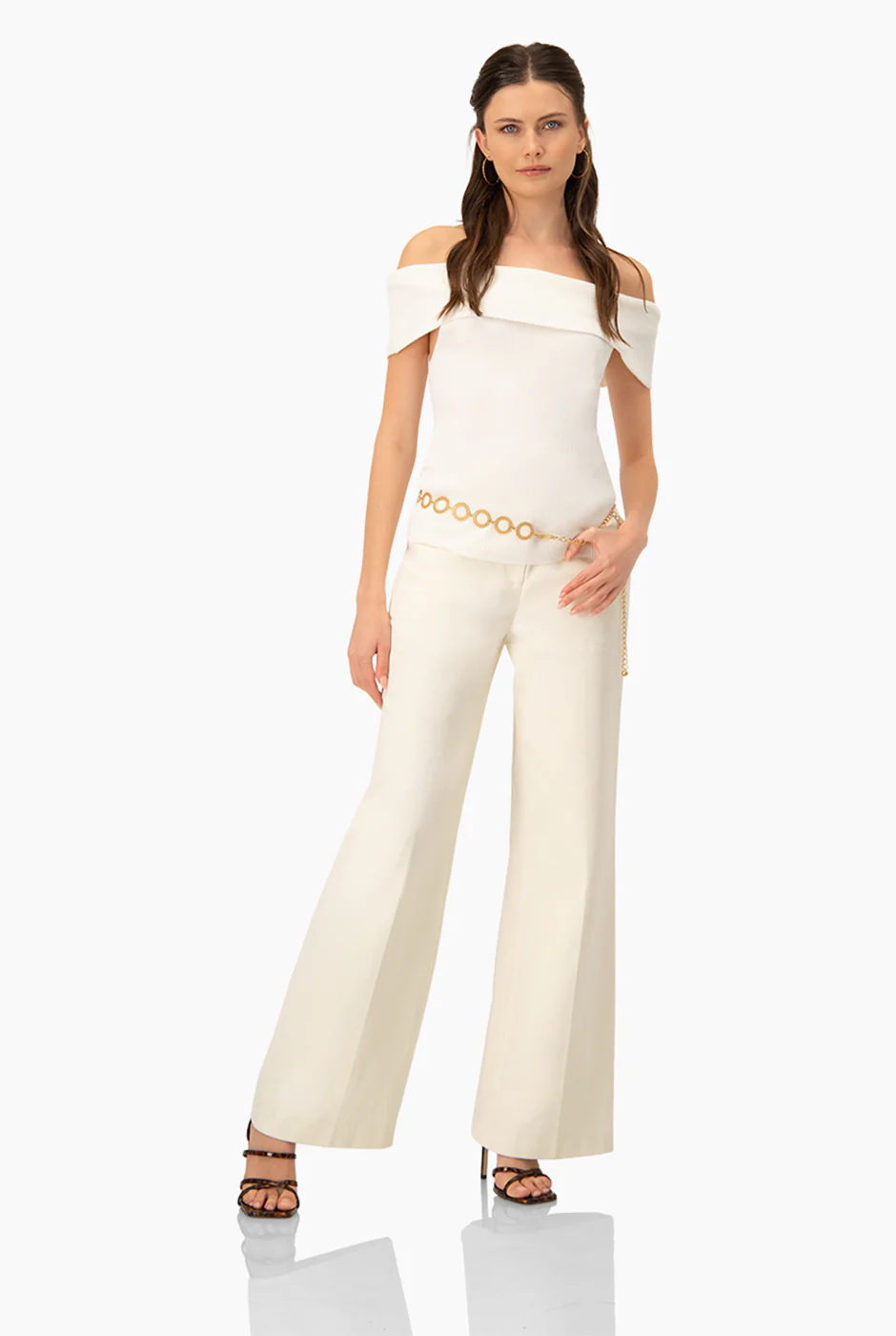 Pantalon marfil de pierna ancha - Image 3