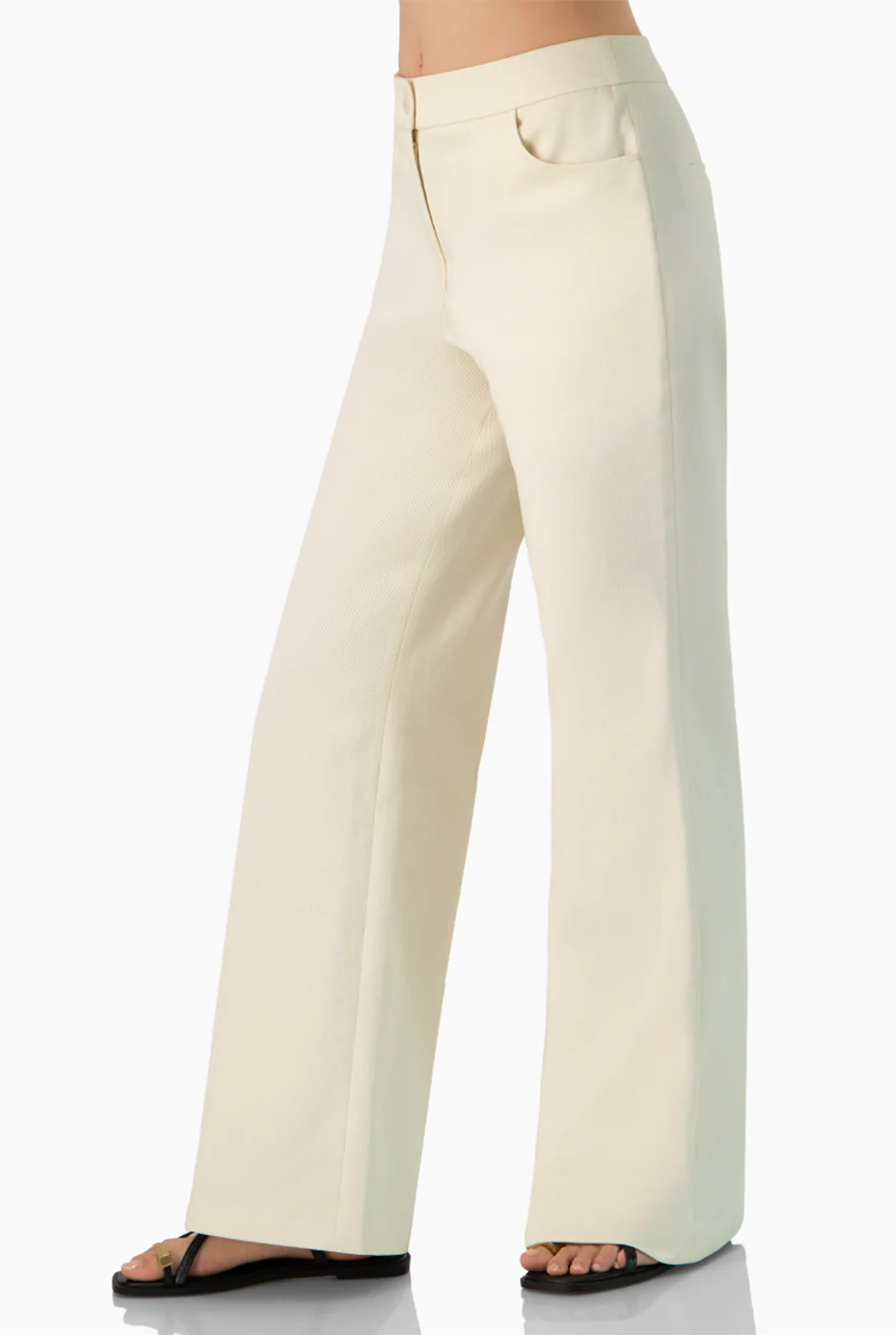 Pantalon marfil de pierna ancha - Image 4