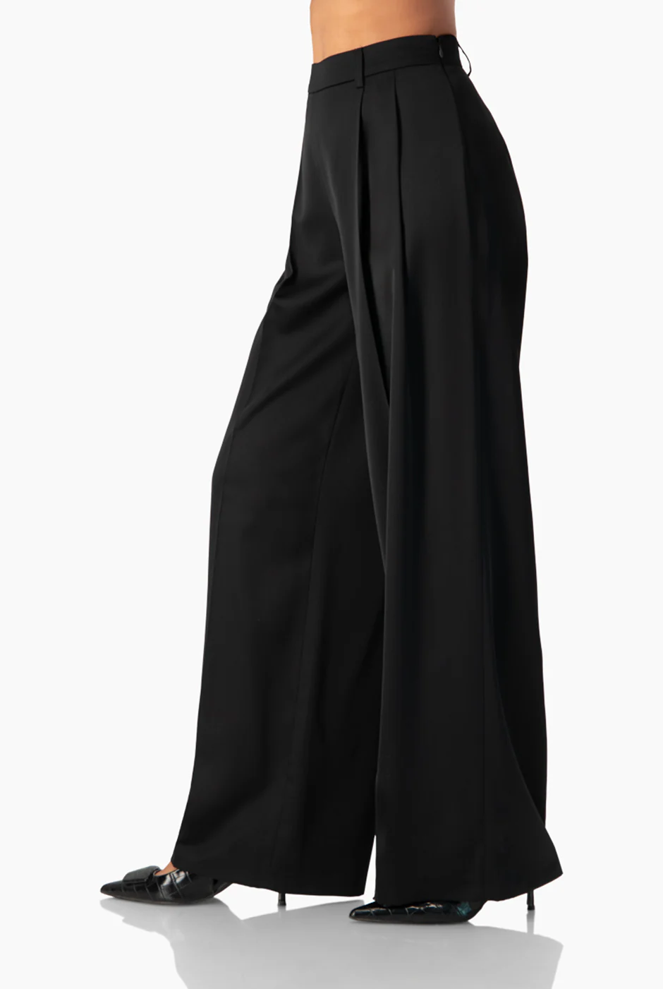 Pantalon negro liso pierna amplia - Image 4