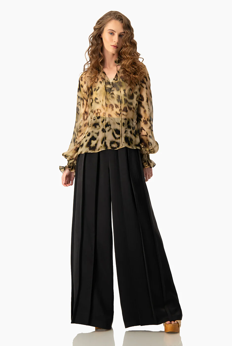 Pantalon pierna ancha con pinzas - Image 3